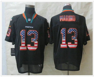 New Miami Dolphins #13 Dan Marino USA Flag Fashion Black Elite Jerseys New Miami Dolphins #13 Dan Marino USA Flag Fashion Black Elite Jerseys