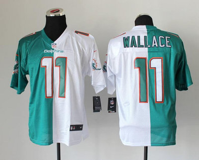 NEW Miami Dolphins 11 Mike Wallace White Green Split Elite NFL Jerseys New Style