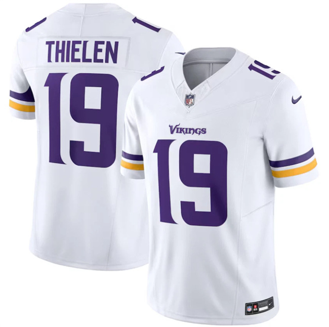 Men's Minnesota Vikings #19 Adam Thielen White 2025 F.U.S.E. Vapor Untouchable Limited Stitched Jersey Men's Minnesota Vikings #19 Adam Thielen White 2025 F.U.S.E. Vapor Untouchable Limited Stitched Jersey
