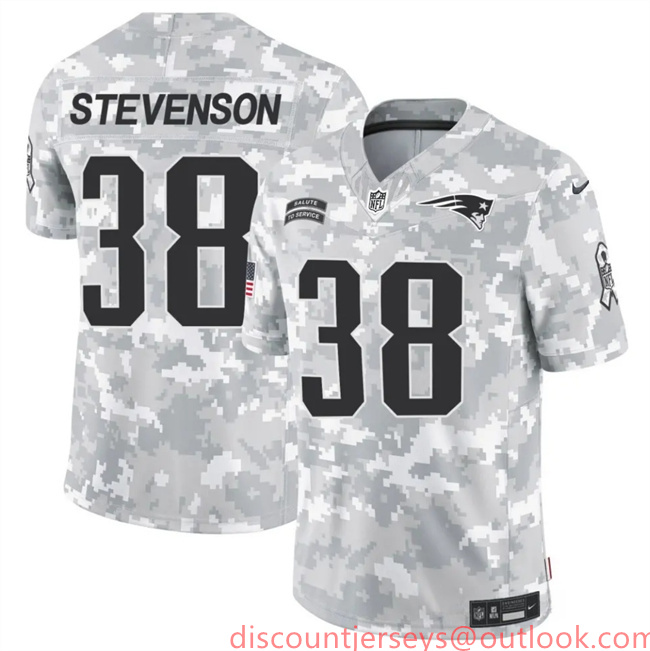 Men's New England Patriots #38 Rhamondre Stevenson 2024 F.U.S.E Arctic Camo Salute To Service Limited Stitched Jersey Men's New England Patriots #38 Rhamondre Stevenson 2024 F.U.S.E Arctic Camo Salute To Service Limited Stitched Jersey