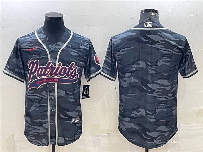 Men's New England Patriots Blank Grey Camo With Patch Cool Base Stitched Baseball Jersey Men's New England Patriots Blank Grey Camo With Patch Cool Base Stitched Baseball Jersey