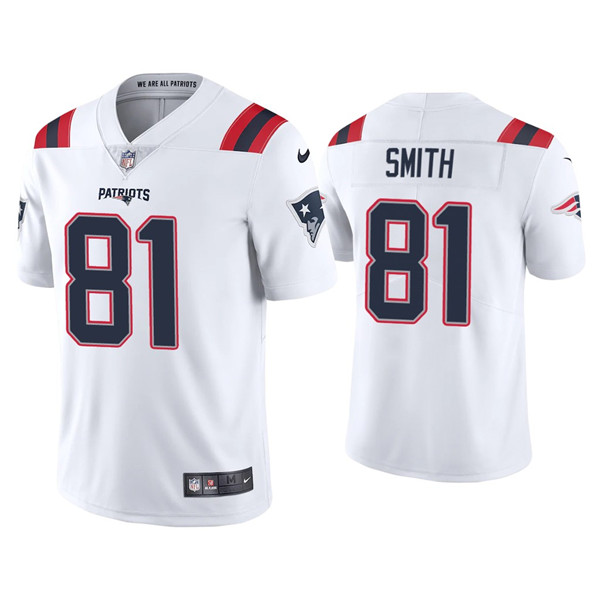 Men's New England Patriots #81 Jonnu Smith 2021 White Vapor Untouchable Limited Stitched Jersey Men's New England Patriots #81 Jonnu Smith 2021 White Vapor Untouchable Limited Stitched Jersey