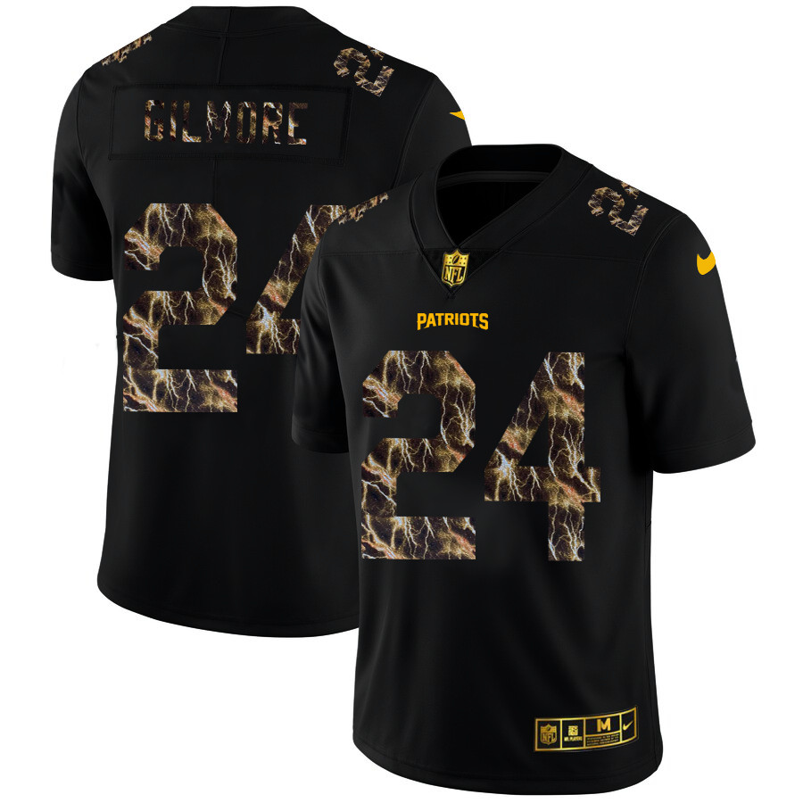 New England Patriots #24 Stephon Gilmore Men's Black Nike Flocked Lightning Vapor Limited NFL Jersey New England Patriots #24 Stephon Gilmore Men's Black Nike Flocked Lightning Vapor Limited NFL Jersey