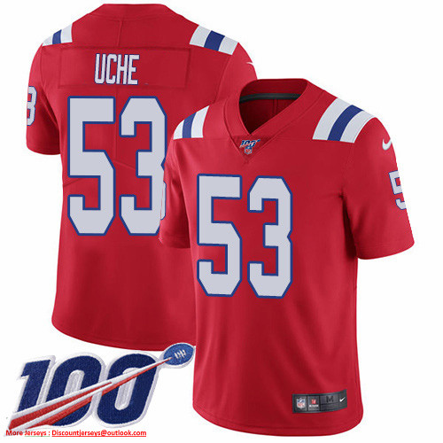 Nike Patriots #53 Josh Uche Red Alternate Men's Stitched NFL 100th Season Vapor Untouchable Limited Jersey Nike Patriots #53 Josh Uche Red Alternate Men's Stitched NFL 100th Season Vapor Untouchable Limited Jersey