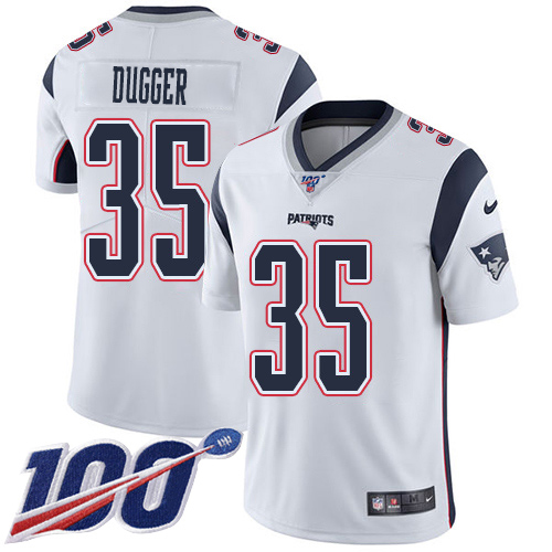Nike Patriots #35 Kyle Dugger White Men's Stitched NFL 100th Season Vapor Untouchable Limited Jersey Nike Patriots #35 Kyle Dugger White Men's Stitched NFL 100th Season Vapor Untouchable Limited Jersey