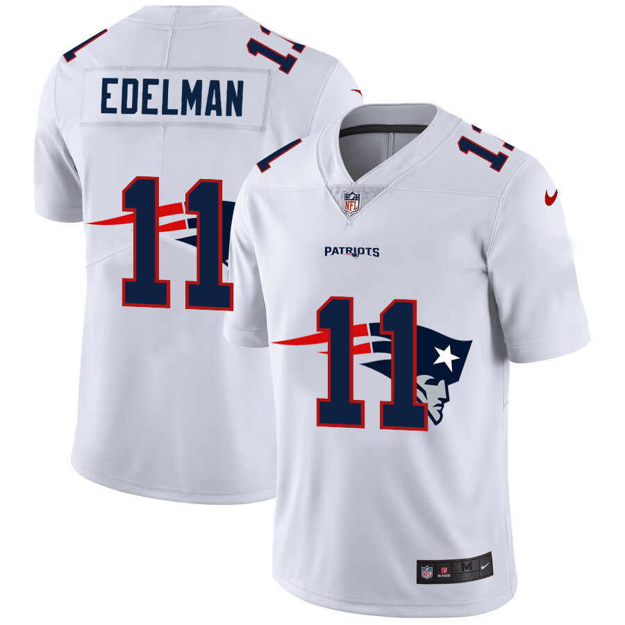 New England Patriots #11 Julian Edelman White Men's Nike Team Logo Dual Overlap Limited NFL Jersey New England Patriots #11 Julian Edelman White Men's Nike Team Logo Dual Overlap Limited NFL Jersey