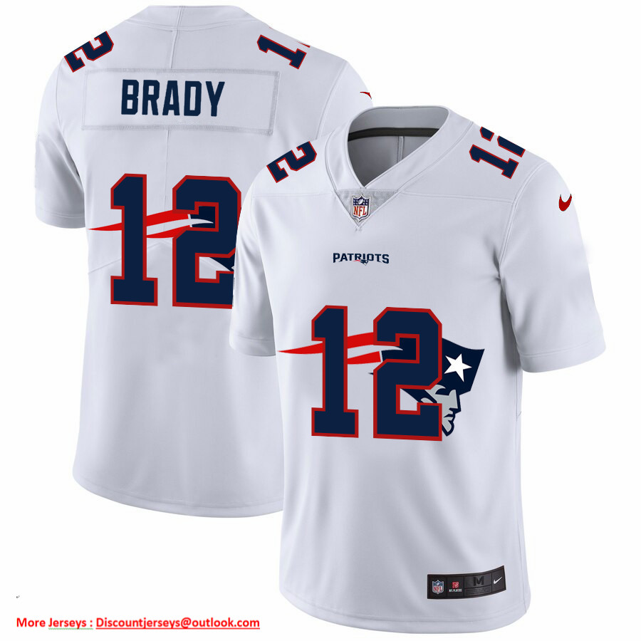 New England Patriots #12 Tom Brady White Men's Nike Team Logo Dual Overlap Limited NFL Jersey New England Patriots #12 Tom Brady White Men's Nike Team Logo Dual Overlap Limited NFL Jersey
