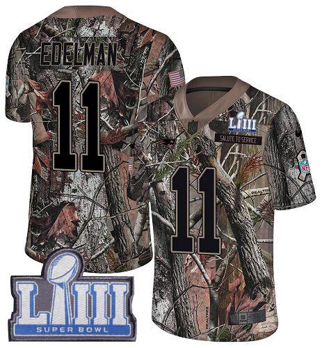 Nike Patriots #11 Julian Edelman Camo Super Bowl LIII Bound Men's Stitched NFL Limited Rush Realtree Jersey Nike Patriots #11 Julian Edelman Camo Super Bowl LIII Bound Men's Stitched NFL Limited Rush Realtree Jersey