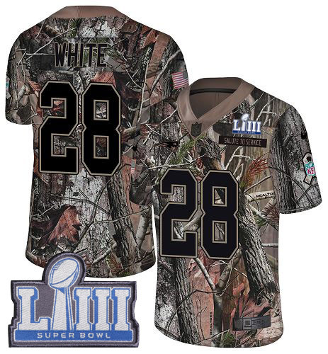 Nike Patriots #28 James White Camo Super Bowl LIII Bound Men's Stitched NFL Limited Rush Realtree Jersey Nike Patriots #28 James White Camo Super Bowl LIII Bound Men's Stitched NFL Limited Rush Realtree Jersey