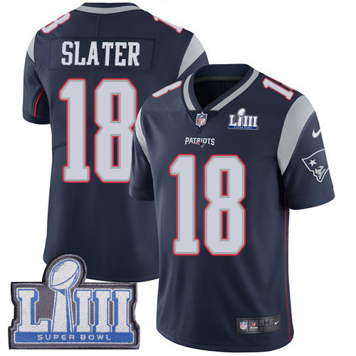Nike Patriots #18 Matt Slater Navy Blue Team Color Super Bowl LIII Bound Men's Stitched NFL Vapor Untouchable Limited Jersey Nike Patriots #18 Matt Slater Navy Blue Team Color Super Bowl LIII Bound Men's Stitched NFL Vapor Untouchable Limited Jersey