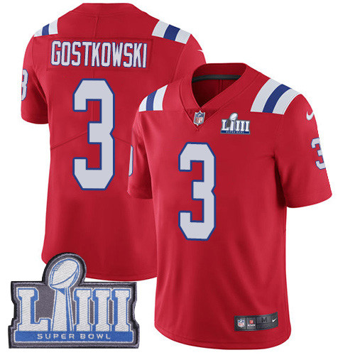 Nike Patriots #3 Stephen Gostkowski Red Alternate Super Bowl LIII Bound Men's Stitched NFL Vapor Untouchable Limited Jersey Nike Patriots #3 Stephen Gostkowski Red Alternate Super Bowl LIII Bound Men's Stitched NFL Vapor Untouchable Limited Jersey