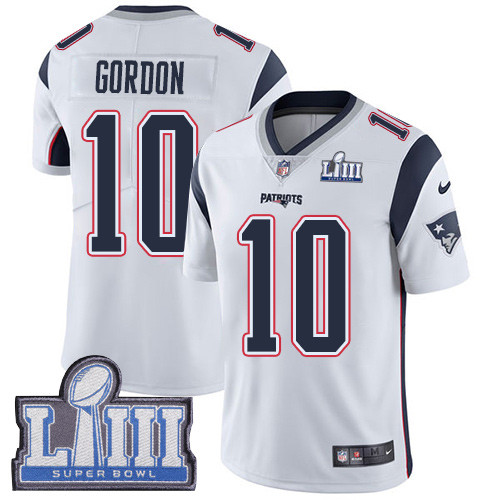 Nike Patriots #10 Josh Gordon White Super Bowl LIII Bound Men's Stitched NFL Vapor Untouchable Limited Jersey Nike Patriots #10 Josh Gordon White Super Bowl LIII Bound Men's Stitched NFL Vapor Untouchable Limited Jersey