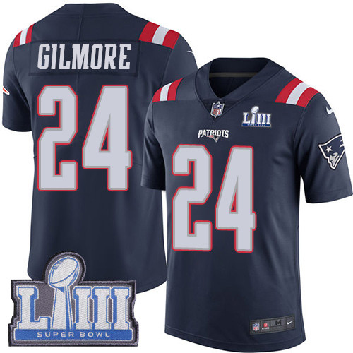 Nike Patriots #24 Stephon Gilmore Navy Blue Super Bowl LIII Bound Men's Stitched NFL Limited Rush Jersey Nike Patriots #24 Stephon Gilmore Navy Blue Super Bowl LIII Bound Men's Stitched NFL Limited Rush Jersey