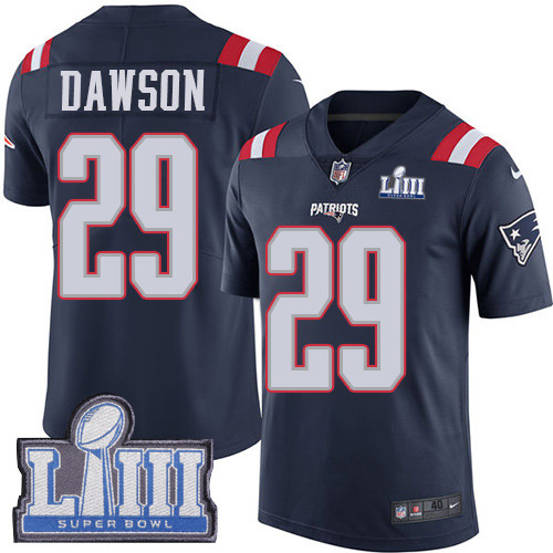 Nike Patriots #29 Duke Dawson Navy Blue Super Bowl LIII Bound Men's Stitched NFL Limited Rush Jersey Nike Patriots #29 Duke Dawson Navy Blue Super Bowl LIII Bound Men's Stitched NFL Limited Rush Jersey