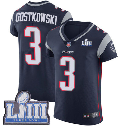 Nike Patriots #3 Stephen Gostkowski Navy Blue Team Color Super Bowl LIII Bound Men's Stitched NFL Vapor Untouchable Elite Jersey Nike Patriots #3 Stephen Gostkowski Navy Blue Team Color Super Bowl LIII Bound Men's Stitched NFL Vapor Untouchable Elite Jersey