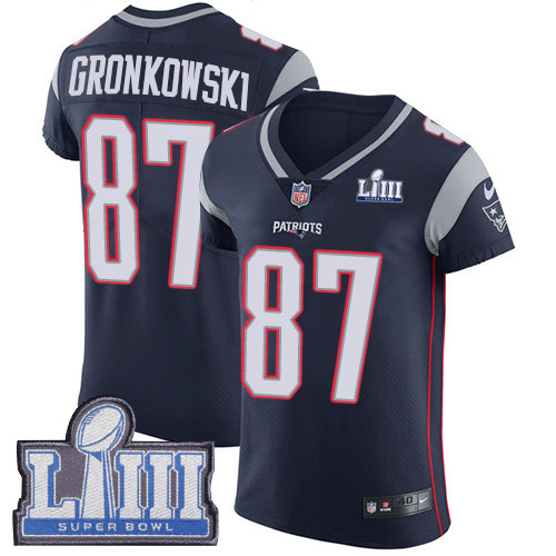 Nike Patriots #87 Rob Gronkowski Navy Blue Team Color Super Bowl LIII Bound Men's Stitched NFL Vapor Untouchable Elite Jersey Nike Patriots #87 Rob Gronkowski Navy Blue Team Color Super Bowl LIII Bound Men's Stitched NFL Vapor Untouchable Elite Jersey