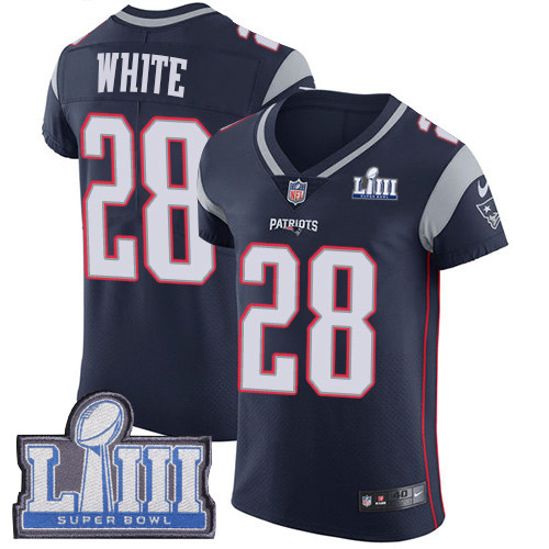 Nike Patriots #28 James White Navy Blue Team Color Super Bowl LIII Bound Men's Stitched NFL Vapor Untouchable Elite Jersey Nike Patriots #28 James White Navy Blue Team Color Super Bowl LIII Bound Men's Stitched NFL Vapor Untouchable Elite Jersey