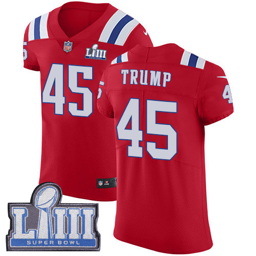 Nike Patriots #45 Donald Trump Red Alternate Super Bowl LIII Bound Men's Stitched NFL Vapor Untouchable Elite Jersey Nike Patriots #45 Donald Trump Red Alternate Super Bowl LIII Bound Men's Stitched NFL Vapor Untouchable Elite Jersey