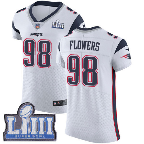 Nike Patriots #98 Trey Flowers White Super Bowl LIII Bound Men's Stitched NFL Vapor Untouchable Elite Jersey Nike Patriots #98 Trey Flowers White Super Bowl LIII Bound Men's Stitched NFL Vapor Untouchable Elite Jersey