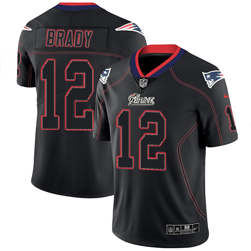 Nike Patriots #12 Tom Brady Lights Out Black Men's Stitched NFL Limited Rush Jersey Nike Patriots #12 Tom Brady Lights Out Black Men's Stitched NFL Limited Rush Jersey