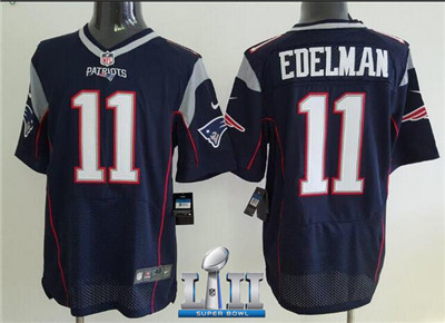 Nike Patriots #11 Julian Edelman Navy Blue Team Color Super Bowl LII Men's Stitched NFL New Elite Jersey Nike Patriots #11 Julian Edelman Navy Blue Team Color Super Bowl LII Men's Stitched NFL New Elite Jersey