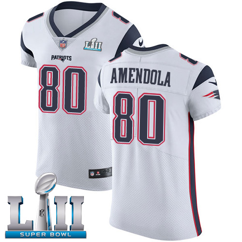 Nike Patriots #80 Danny Amendola White Super Bowl LII Men's Stitched NFL Vapor Untouchable Elite Jersey Nike Patriots #80 Danny Amendola White Super Bowl LII Men's Stitched NFL Vapor Untouchable Elite Jersey