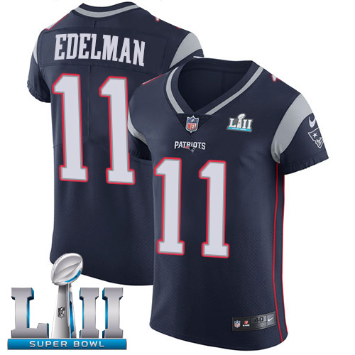 Nike Patriots #11 Julian Edelman Navy Blue Team Color Super Bowl LII Men's Stitched NFL Vapor Untouchable Elite Jersey Nike Patriots #11 Julian Edelman Navy Blue Team Color Super Bowl LII Men's Stitched NFL Vapor Untouchable Elite Jersey