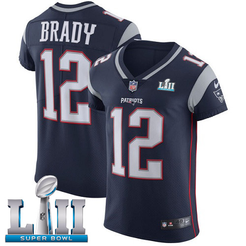 Nike Patriots #12 Tom Brady Navy Blue Team Color Super Bowl LII Men's Stitched NFL Vapor Untouchable Elite Jersey Nike Patriots #12 Tom Brady Navy Blue Team Color Super Bowl LII Men's Stitched NFL Vapor Untouchable Elite Jersey