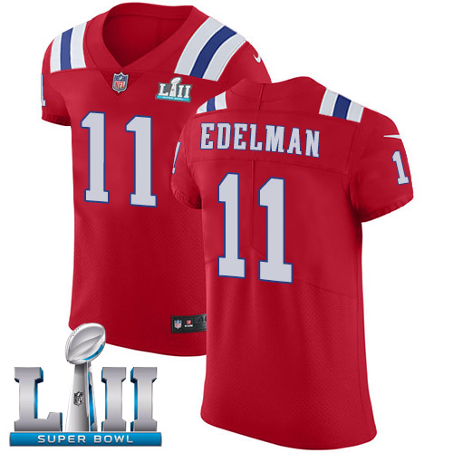 Nike Patriots #11 Julian Edelman Red Alternate Super Bowl LII Men's Stitched NFL Vapor Untouchable Elite Jersey Nike Patriots #11 Julian Edelman Red Alternate Super Bowl LII Men's Stitched NFL Vapor Untouchable Elite Jersey