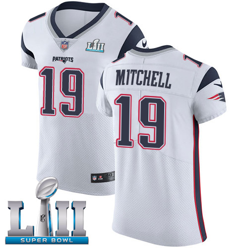 Nike Patriots #19 Malcolm Mitchell White Super Bowl LII Men's Stitched NFL Vapor Untouchable Elite Jersey Nike Patriots #19 Malcolm Mitchell White Super Bowl LII Men's Stitched NFL Vapor Untouchable Elite Jersey