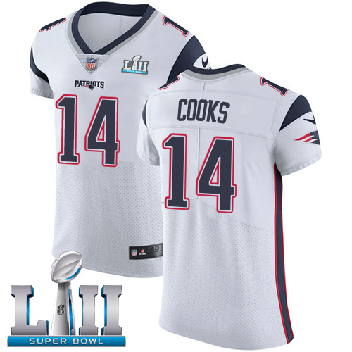 Nike Patriots #14 Brandin Cooks White Super Bowl LII Men's Stitched NFL Vapor Untouchable Elite Jersey Nike Patriots #14 Brandin Cooks White Super Bowl LII Men's Stitched NFL Vapor Untouchable Elite Jersey