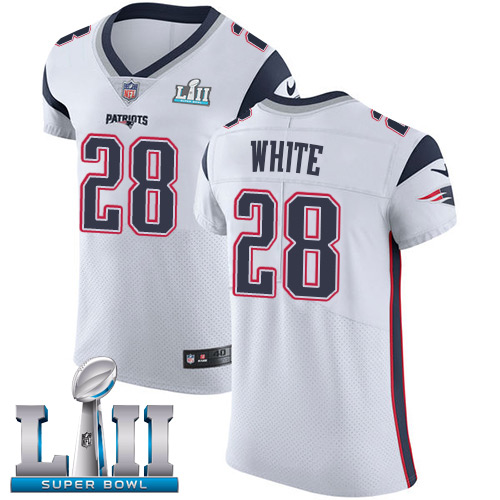 Nike Patriots #28 James White White Super Bowl LII Men's Stitched NFL Vapor Untouchable Elite Jersey Nike Patriots #28 James White White Super Bowl LII Men's Stitched NFL Vapor Untouchable Elite Jersey