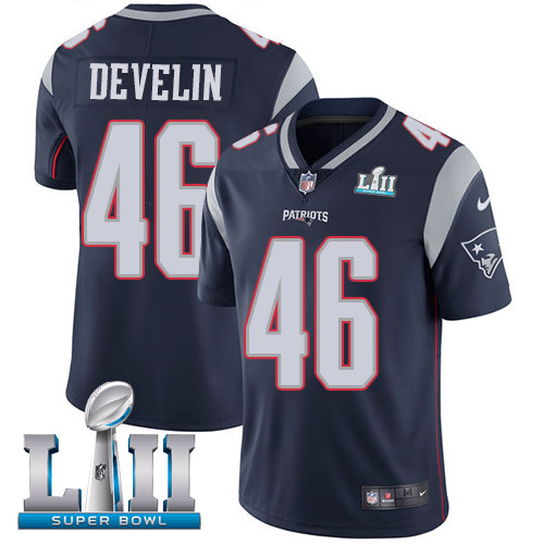 Nike Patriots #46 James Develin Navy Blue Team Color Super Bowl LII Men's Stitched NFL Vapor Untouchable Limited Jersey Nike Patriots #46 James Develin Navy Blue Team Color Super Bowl LII Men's Stitched NFL Vapor Untouchable Limited Jersey