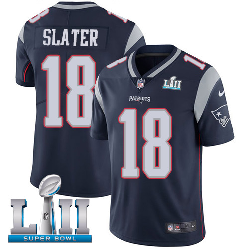 Nike Patriots #18 Matt Slater Navy Blue Team Color Super Bowl LII Men's Stitched NFL Vapor Untouchable Limited Jersey Nike Patriots #18 Matt Slater Navy Blue Team Color Super Bowl LII Men's Stitched NFL Vapor Untouchable Limited Jersey