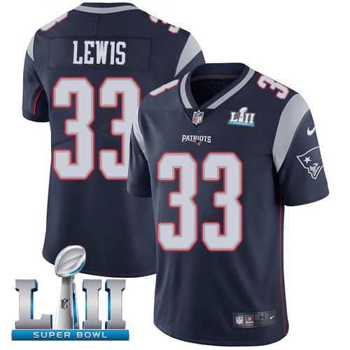 Nike Patriots #33 Dion Lewis Navy Blue Team Color Super Bowl LII Men's Stitched NFL Vapor Untouchable Limited Jersey
