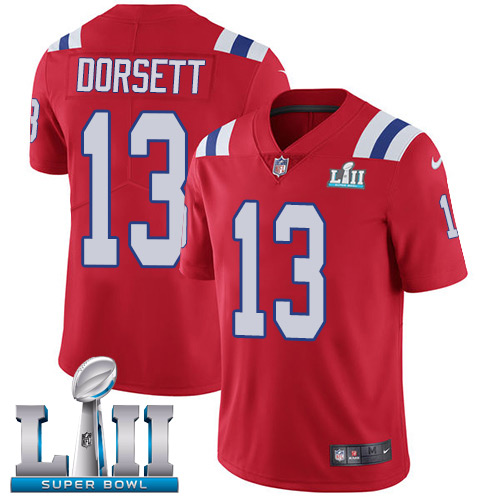 Nike Patriots #13 Phillip Dorsett Red Alternate Super Bowl LII Men's Stitched NFL Vapor Untouchable Limited Jersey Nike Patriots #13 Phillip Dorsett Red Alternate Super Bowl LII Men's Stitched NFL Vapor Untouchable Limited Jersey