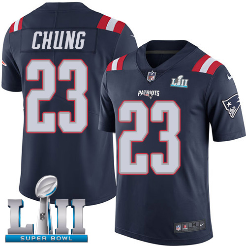 Nike Patriots #23 Patrick Chung Navy Blue Super Bowl LII Men's Stitched NFL Limited Rush Jersey Nike Patriots #23 Patrick Chung Navy Blue Super Bowl LII Men's Stitched NFL Limited Rush Jersey