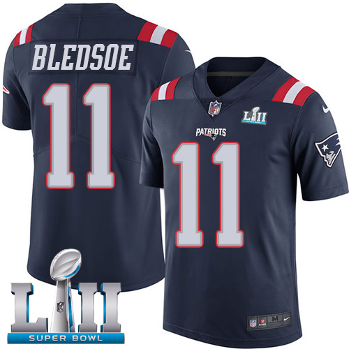 Nike Patriots #11 Drew Bledsoe Navy Blue Super Bowl LII Men's Stitched NFL Limited Rush Jersey Nike Patriots #11 Drew Bledsoe Navy Blue Super Bowl LII Men's Stitched NFL Limited Rush Jersey