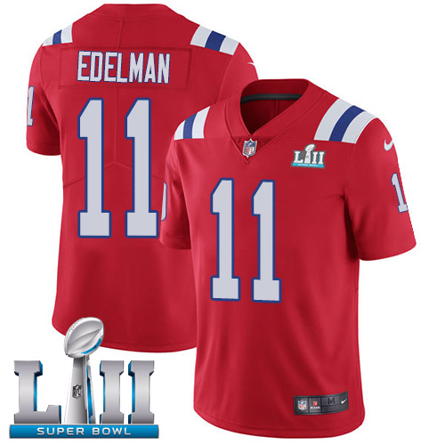 Nike Patriots #11 Julian Edelman Red Alternate Super Bowl LII Men's Stitched NFL Vapor Untouchable Limited Jersey Nike Patriots #11 Julian Edelman Red Alternate Super Bowl LII Men's Stitched NFL Vapor Untouchable Limited Jersey