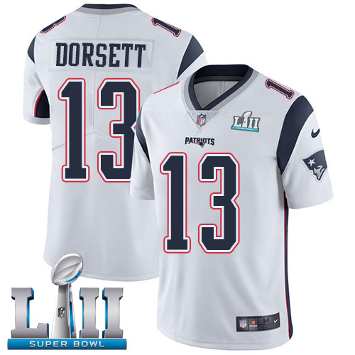 Nike Patriots #13 Phillip Dorsett White Super Bowl LII Men's Stitched NFL Vapor Untouchable Limited Jersey Nike Patriots #13 Phillip Dorsett White Super Bowl LII Men's Stitched NFL Vapor Untouchable Limited Jersey