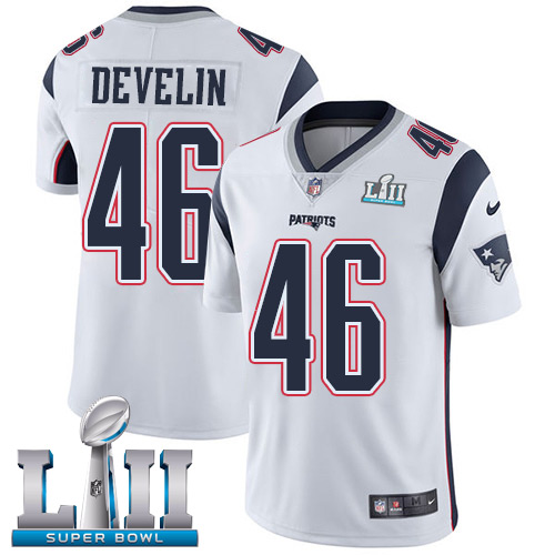 Nike Patriots #46 James Develin White Super Bowl LII Men's Stitched NFL Vapor Untouchable Limited Jersey Nike Patriots #46 James Develin White Super Bowl LII Men's Stitched NFL Vapor Untouchable Limited Jersey