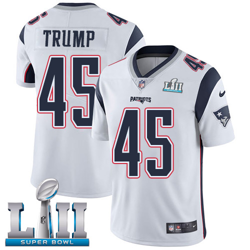 Nike Patriots #45 Donald Trump White Super Bowl LII Men's Stitched NFL Vapor Untouchable Limited Jersey Nike Patriots #45 Donald Trump White Super Bowl LII Men's Stitched NFL Vapor Untouchable Limited Jersey