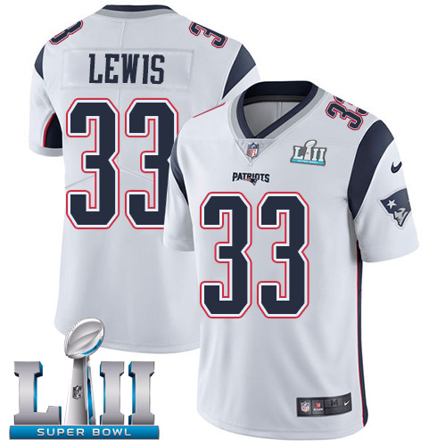 Nike Patriots #33 Dion Lewis White Super Bowl LII Men's Stitched NFL Vapor Untouchable Limited Jersey