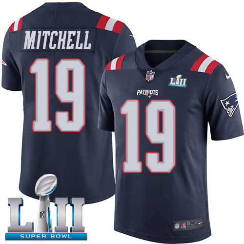 Nike Patriots #19 Malcolm Mitchell Navy Blue Super Bowl LII Men's Stitched NFL Limited Rush Jersey Nike Patriots #19 Malcolm Mitchell Navy Blue Super Bowl LII Men's Stitched NFL Limited Rush Jersey