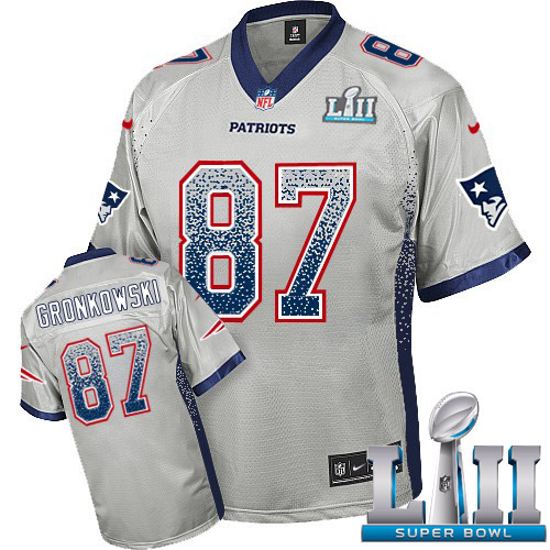 Nike Patriots #87 Rob Gronkowski Grey Super Bowl LII Men's Stitched NFL Elite Drift Fashion Jersey Nike Patriots #87 Rob Gronkowski Grey Super Bowl LII Men's Stitched NFL Elite Drift Fashion Jersey