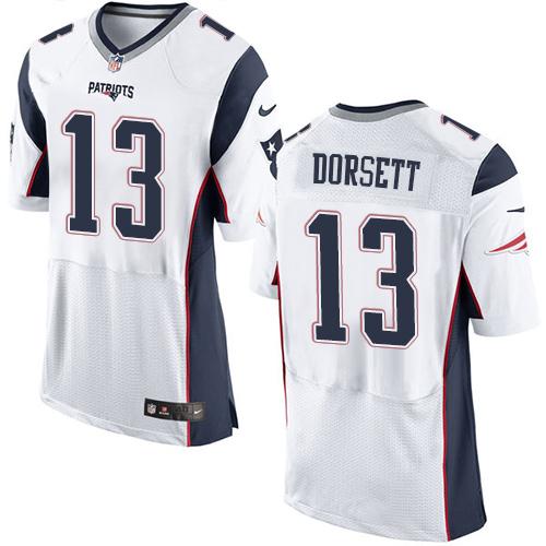Nike Patriots #13 Phillip Dorsett White Men's Stitched NFL Elite Jersey Nike Patriots #13 Phillip Dorsett White Men's Stitched NFL Elite Jersey