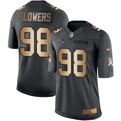 Nike Patriots #98 Trey Flowers Black Men's Stitched NFL Limited Gold Salute To Service Jersey