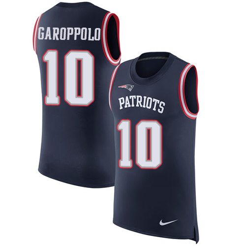 Nike Patriots #10 Jimmy Garoppolo Navy Blue Team Color Men's Stitched NFL Limited Rush Tank Top Jersey Nike Patriots #10 Jimmy Garoppolo Navy Blue Team Color Men's Stitched NFL Limited Rush Tank Top Jersey