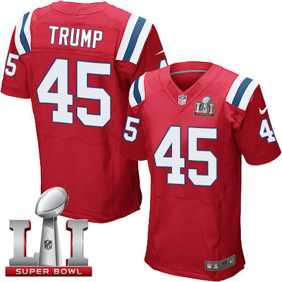Nike Patriots #45 Donald Trump Red Alternate Super Bowl LI 51 Men's Stitched NFL Elite Jersey