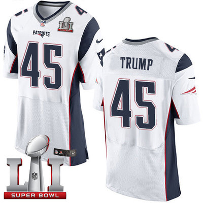 Nike Patriots #45 Donald Trump White Super Bowl LI 51 Men's Stitched NFL Elite Jersey Nike Patriots #45 Donald Trump White Super Bowl LI 51 Men's Stitched NFL Elite Jersey